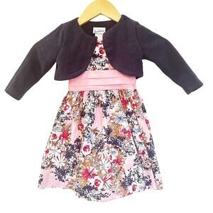 Toddler Girls Fancy Dress sz 3T Pink floral dress Two Piece Special Occasion